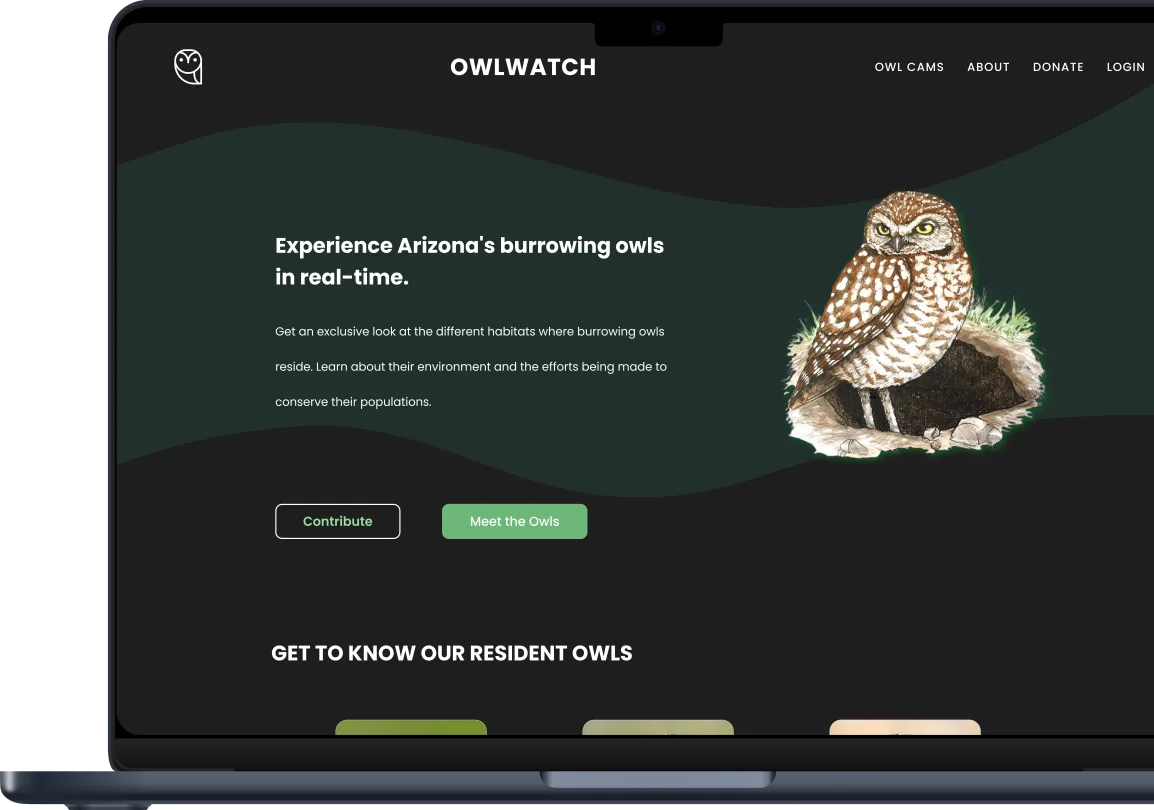 OwlWatch website on a laptop